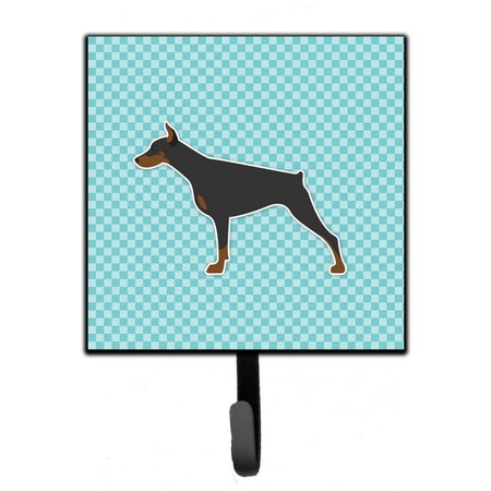 Carolines Treasures Doberman Pinscher Checkerboard Blue Leash or Key Holder BB3760SH4
